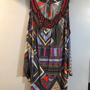 RED Beaded Collared Sleeveless Blouse — Size 22-24